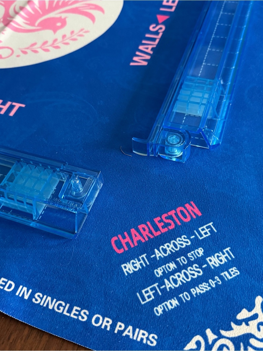 Mahjong Blue Mat with Acrylic Racks/Pushers